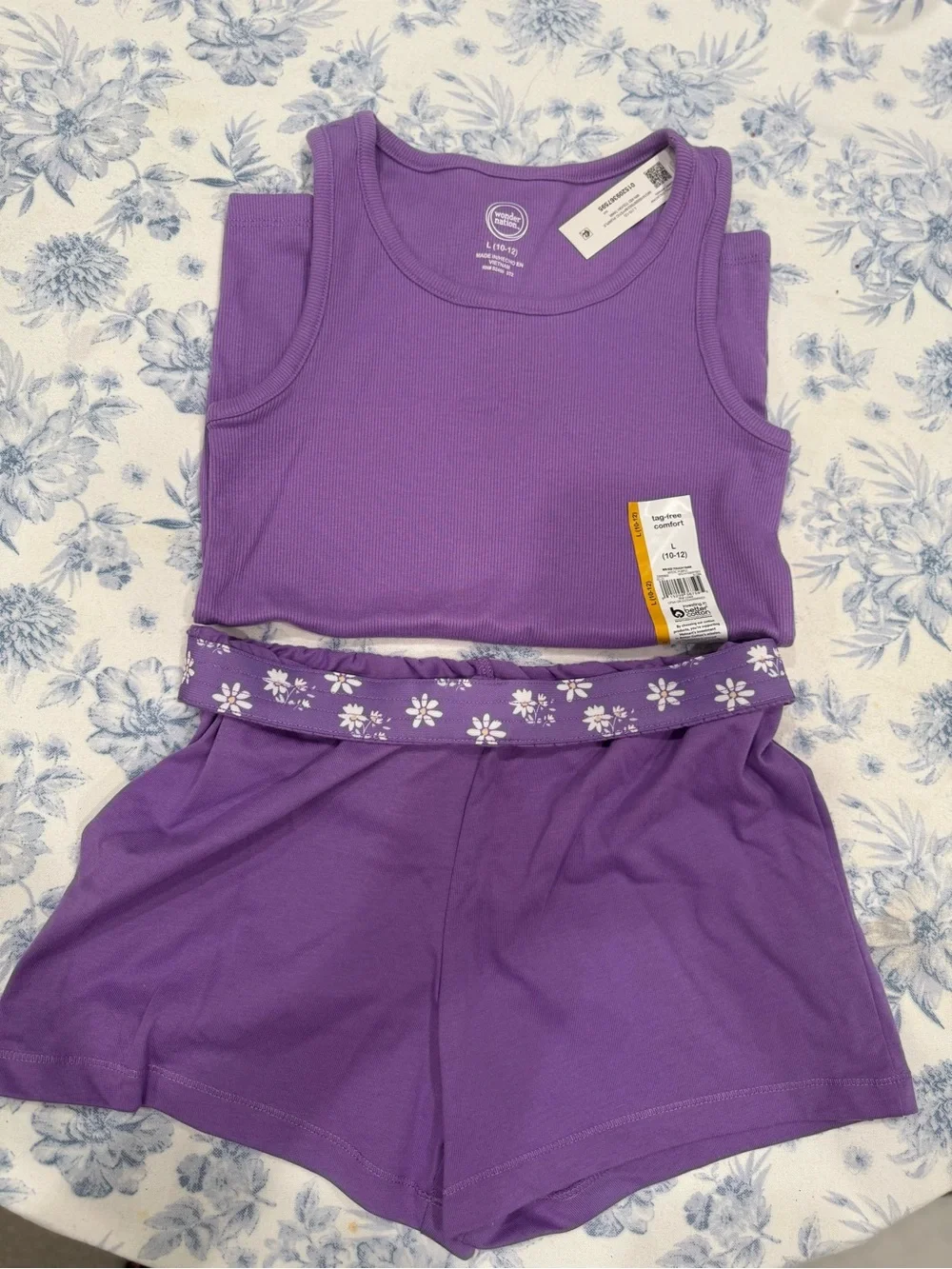 wonder nation Purple Ribbed Girls Tank Top